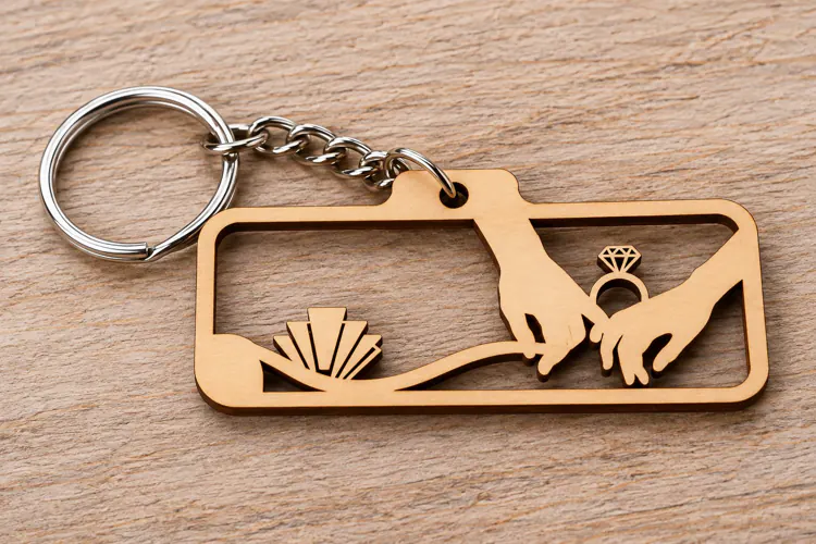 Graduation Ring Rectangle Keychain Laser Cut SVG PNG Design