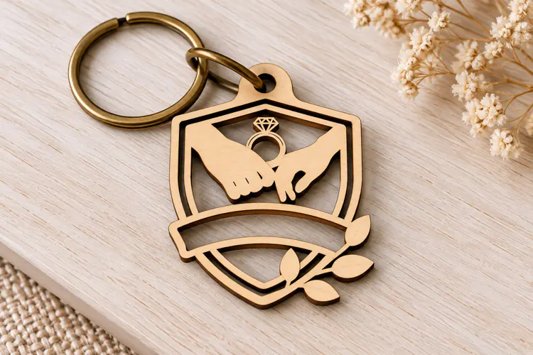 Graduation Shield Keychain Laser Cut SVG PNG Design, Wooden