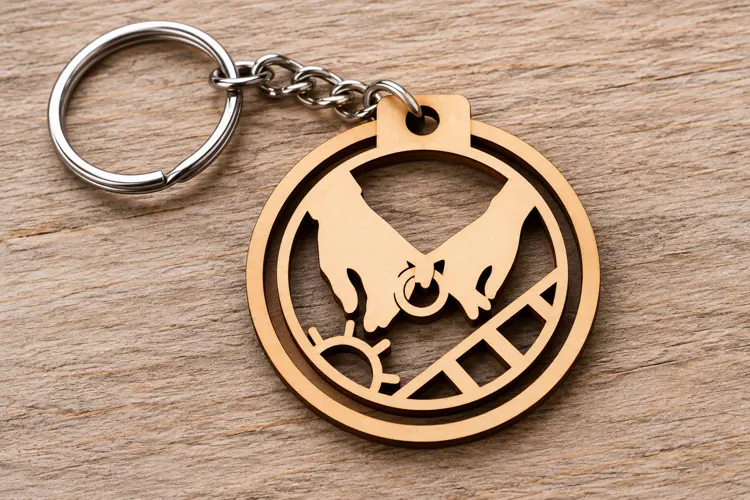 Graduation Round Lattice Keychain Laser Cut SVG PNG Design