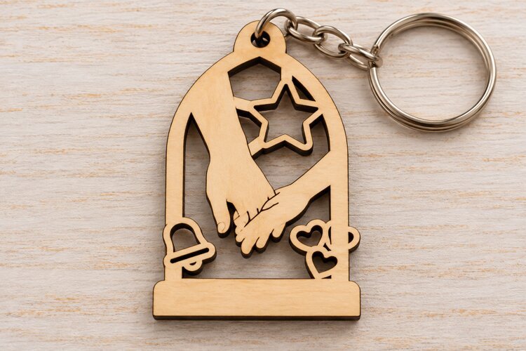 Graduation Star Arch Keychain Laser Cut SVG PNG Design, example image 1