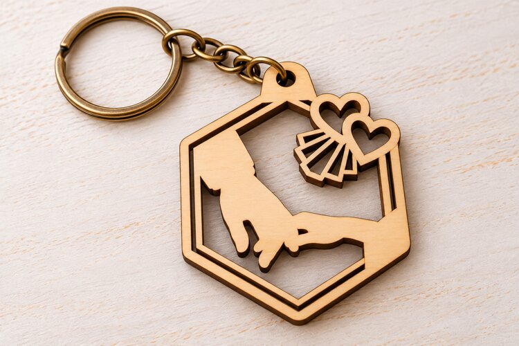 Graduation Heart Hexagon Keychain Laser Cut SVG PNG Design example image 1