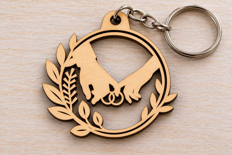 Graduation Botanical Wreath Keychain Laser Cut SVG PNG Desig example image 1