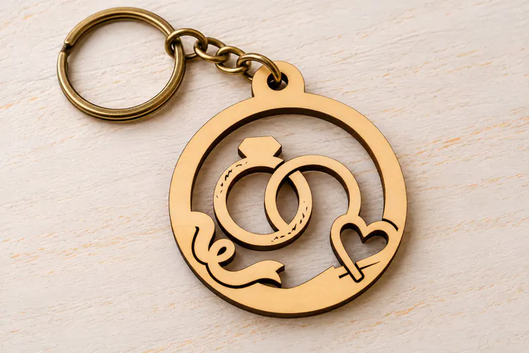 Interlocking Rings Heart Keychain Laser Cut SVG PNG Design