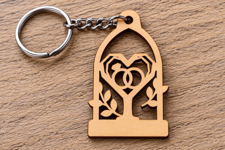 Gothic Floral Heart Arch Keychain Laser Cut SVG PNG Design example image 1