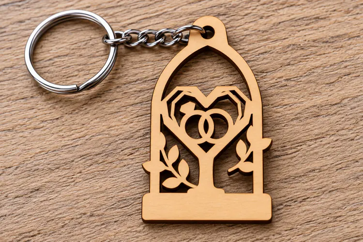 Gothic Floral Heart Arch Keychain Laser Cut SVG PNG Design