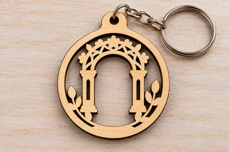 Floral Wedding Arch Oval Keychain Laser Cut SVG PNG Design