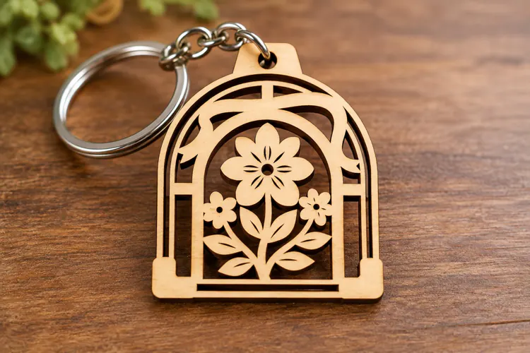Floral Arch Window Keychain Laser Cut SVG PNG Design floral