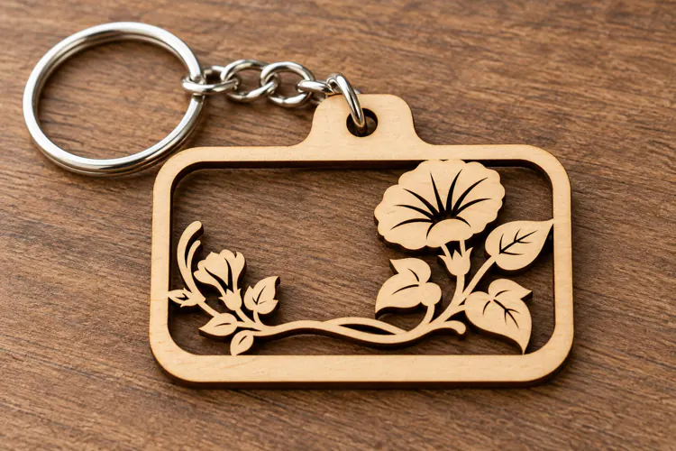 Botanical Flower Rectangle Keychain Laser Cut SVG PNG Design