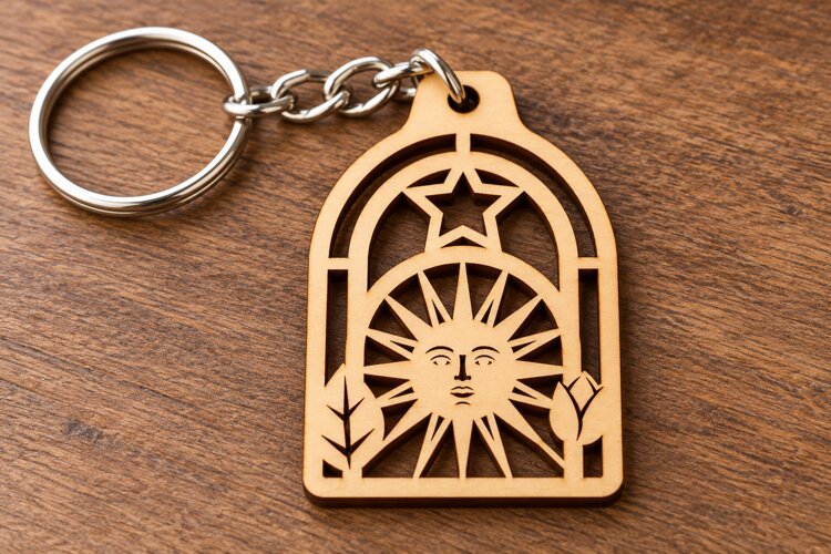 Celestial Sun Face Arch Keychain Laser Cut SVG PNG Design example image 1