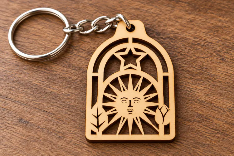 Celestial Sun Face Arch Keychain Laser Cut SVG PNG Design