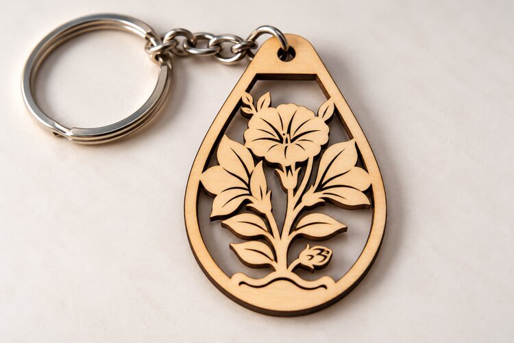 Wildflower Teardrop Keychain Laser Cut SVG PNG Design floral example image 1