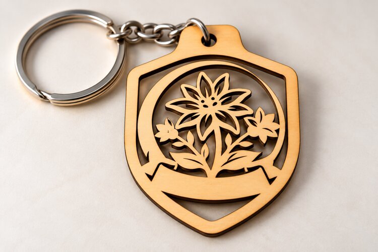 Sunflower Shield Keychain Laser Cut SVG PNG Design sunflower example image 1