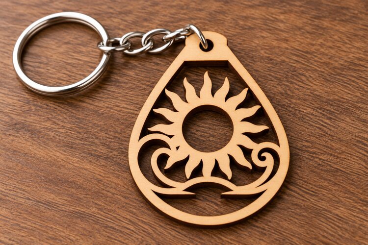 Sunflower Teardrop Keychain Laser Cut SVG PNG Design sunflow example image 1