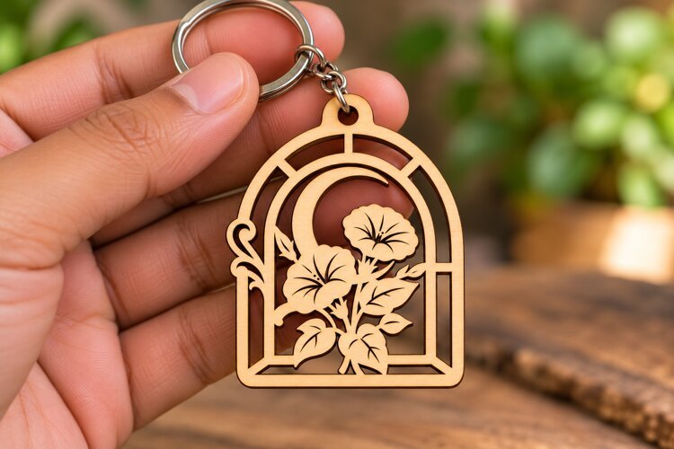 Floral Arch Keychain Laser Cut Svg Png Dxf Eps Design example image 1