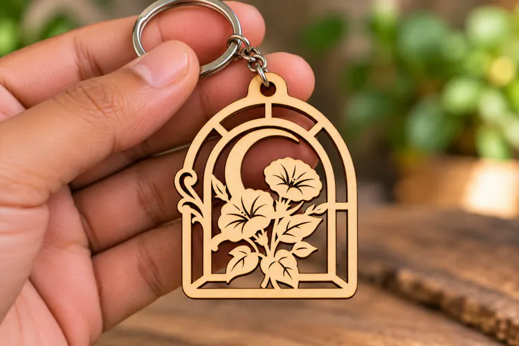 Floral Arch Keychain Laser Cut Svg Png Dxf Eps Design