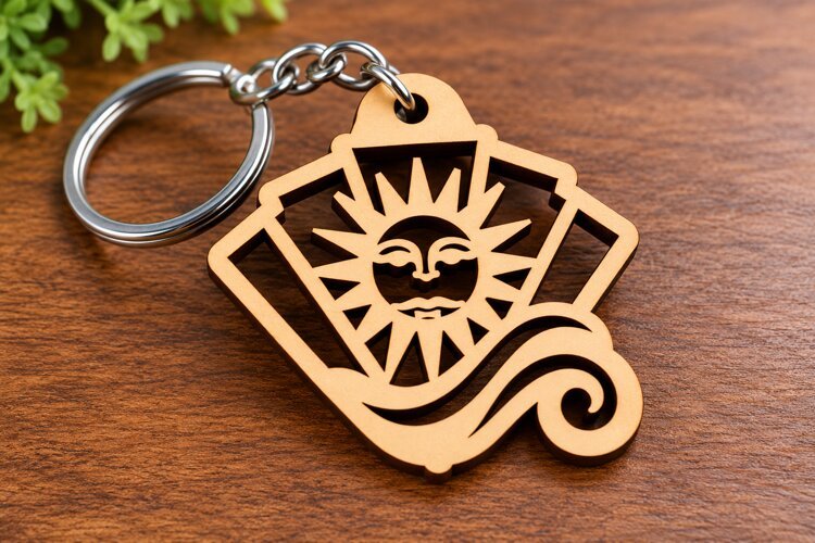 Sunburst Fan Keychain Laser Cut Svg Png Dxf Eps Design example image 1