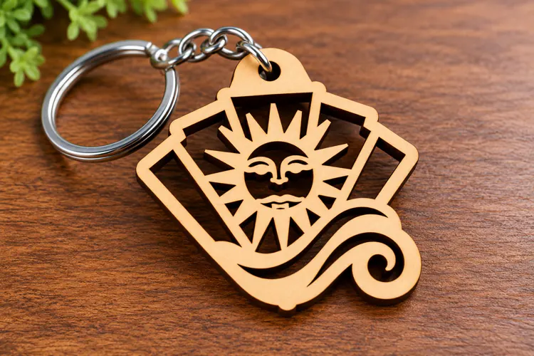 Sunburst Fan Keychain Laser Cut Svg Png Dxf Eps Design