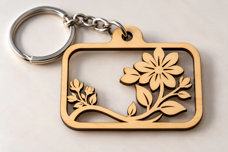 Flower Frame Keychain Laser Cut Svg Png Dxf Eps Desig