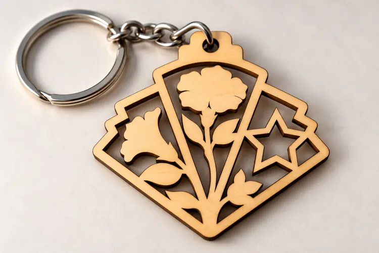 Geometric Floral Fan Keychain Laser Cut Svg Png Dxf Eps