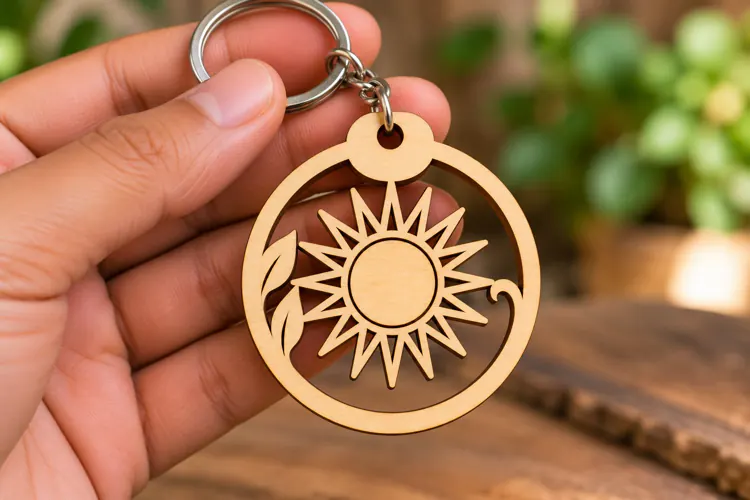 Sunburst Round Keychain Laser Cut Svg Png Dxf Eps Design
