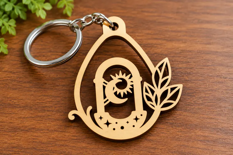Crescent Moon Teardrop Keychain Laser Cut Svg Png Dxf Eps