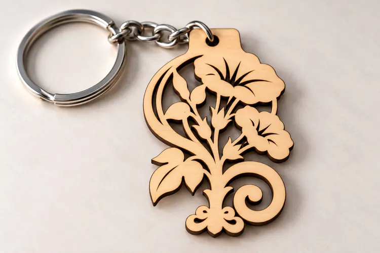 Hibiscus Floral Scroll Keychain Laser Cut Svg Png Dxf Eps