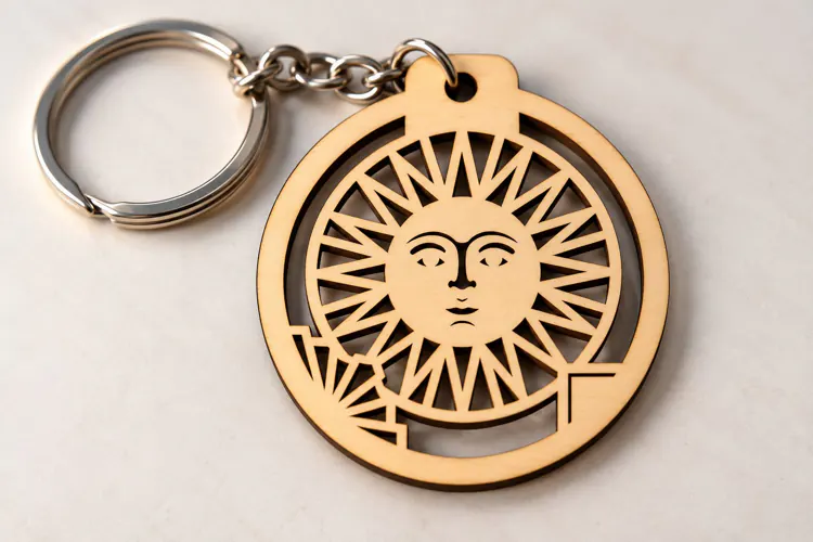 Celestial Sun Face Round Keychain Laser Cut SVG PNG DXF EPS