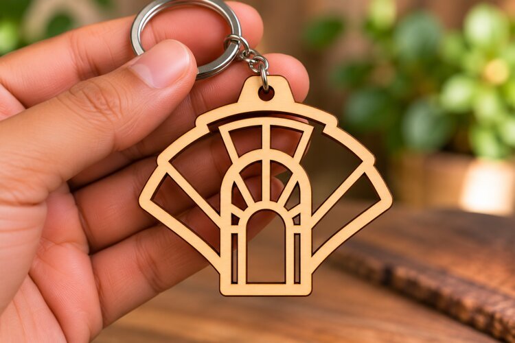 Art Deco Fan Arch Keychain Laser Cut SVG PNG DXF EPS Design example image 1