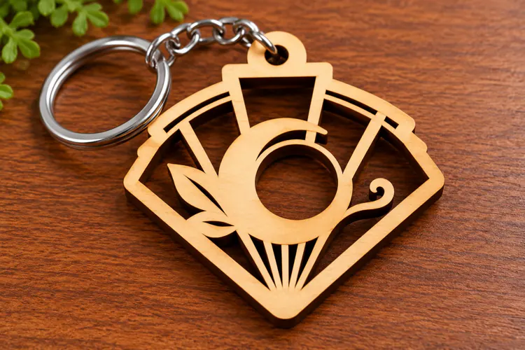 Geometric Sunburst Fan Keychain Laser Cut SVG PNG DXF EPS
