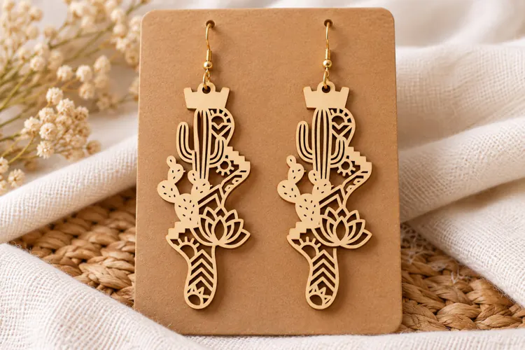 Floral Pattern Laser Cut Earrings SVG Design laser cut svg