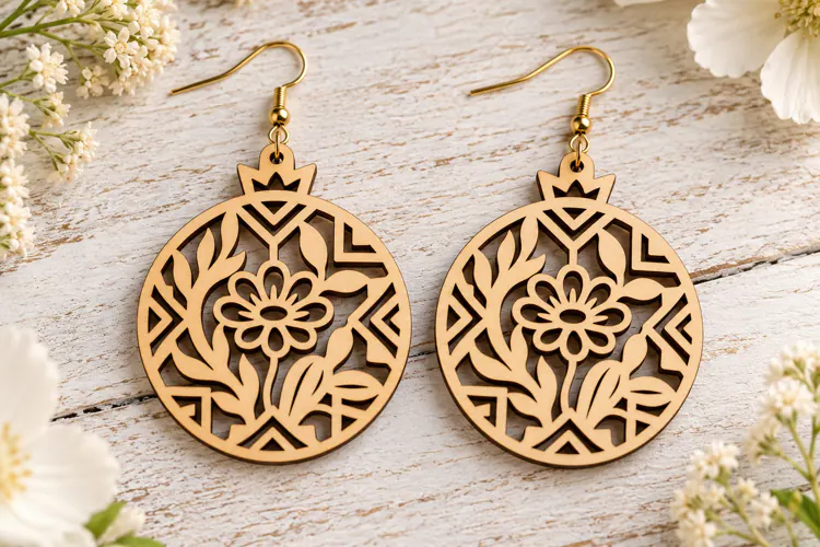 Mandala Floral Laser Cut Earrings SVG Template laser cut svg