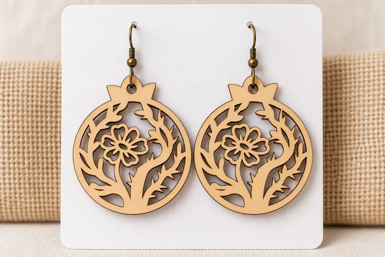 Floral Branch Bird Laser Cut Earrings SVG Template laser cut