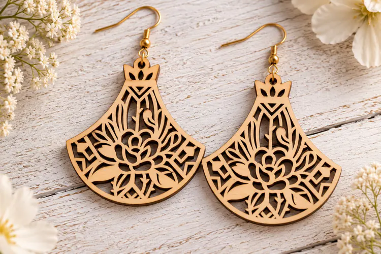 Floral Pattern Laser Cut Earrings SVG File laser cut svg