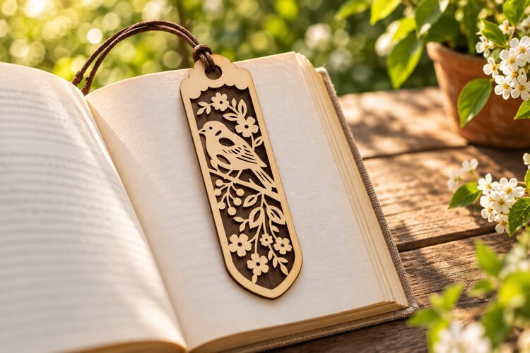 Floral Vine Rounded Bookmark Laser Cut SVG PNG Design example image 1