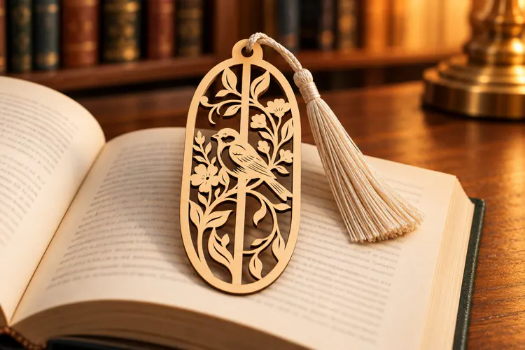 Oval Rose Vine Bookmark Laser Cut SVG PNG Design, Wooden