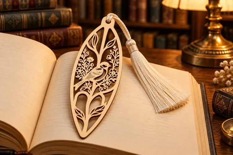 Leaf Floral Bookmark Laser Cut SVG PNG Design, Wooden Bookma