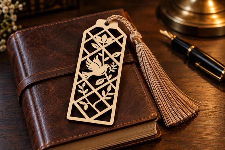 Geometric Bird Lattice Bookmark Laser Cut SVG PNG Design example image 1