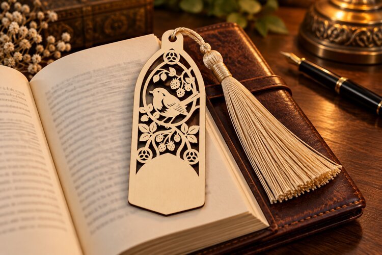 Floral Butterfly Rounded Bookmark Laser Cut SVG PNG Design example image 1