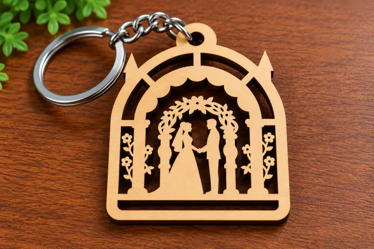 Romantic Flower Arch Keychain Laser Cut SVG PNG DXF EPS