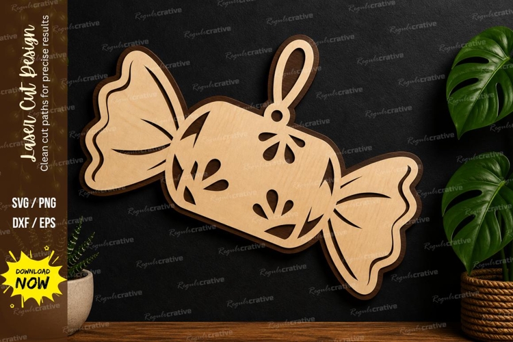 Candy Sweet Ornament laser cut svg File, candy sweet laser example image 1