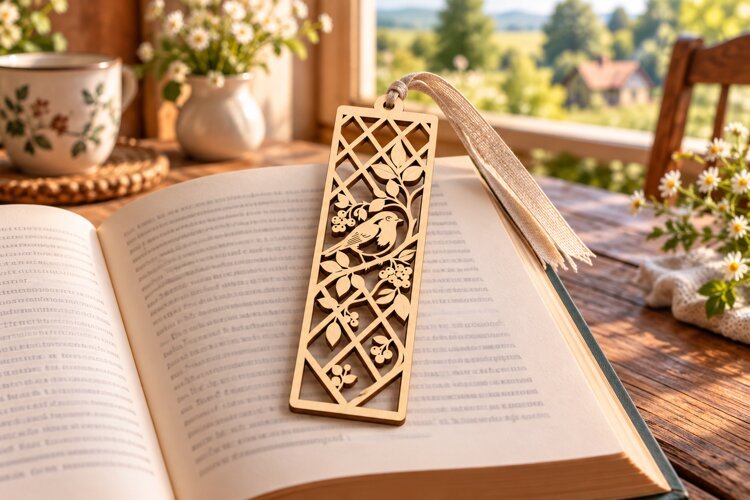 Geometric Wildflower Bookmark Laser Cut SVG PNG Design example image 1