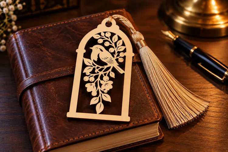 Floral Bouquet Bookmark Laser Cut SVG PNG Design, Wooden