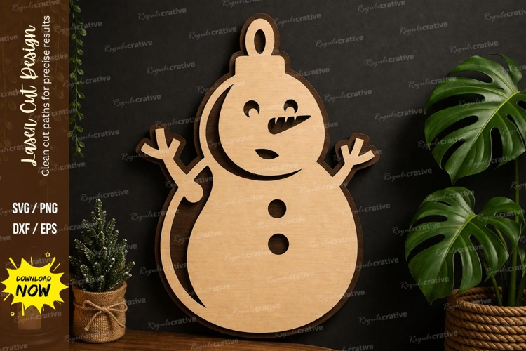 Snowman Ornament Design laser cut svg File snowman laser Cut example image 1