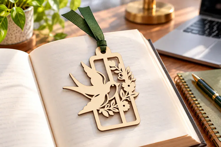 Hummingbird Flower Bookmark Laser Cut SVG PNG Design