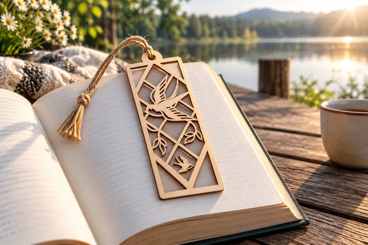 Flower Frame Bookmark Laser Cut SVG PNG Design, Wooden Book