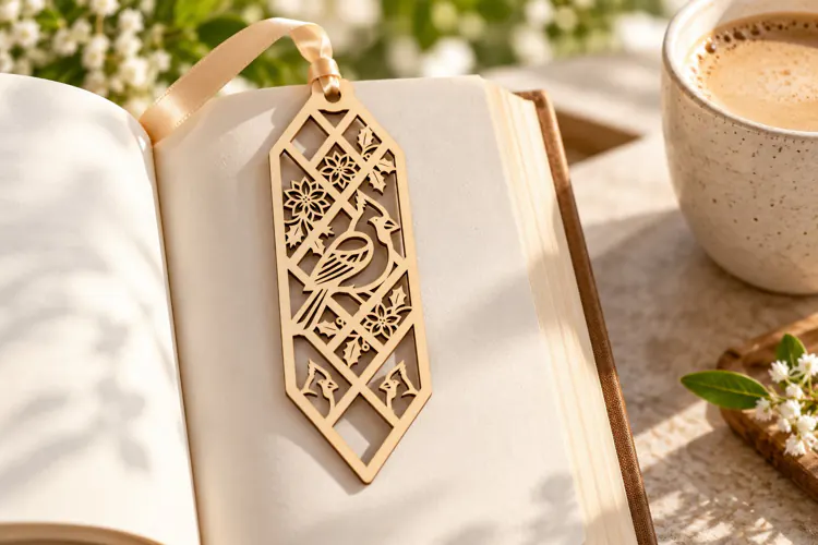 Lattice Botanical Bookmark Laser Cut SVG File laser cut svg,