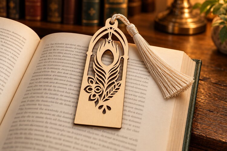 Feather Floral Bookmark Laser Cut SVG Design laser cut svg example image 1