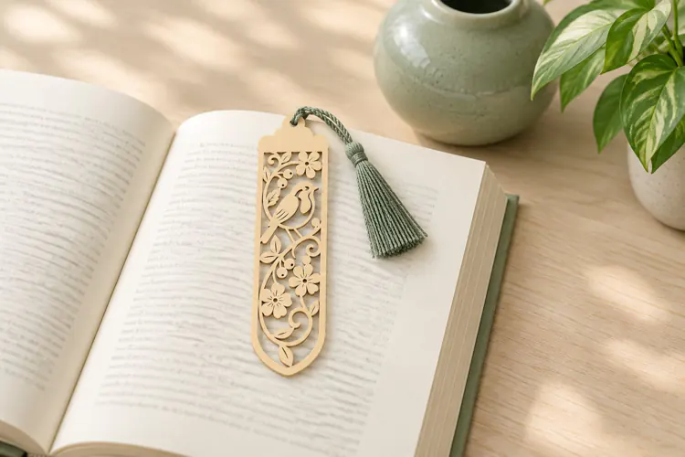 Minimalist Plant Leaf Bookmark Laser Cut SVG Design laser