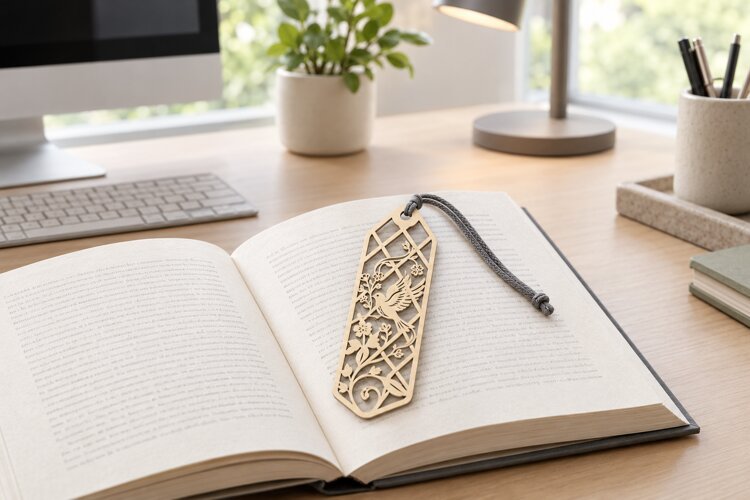 Floral Vine Botanical Bookmark Laser Cut SVG laser cut svg example image 1