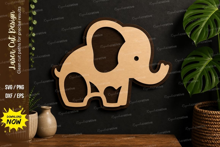 Elephant Animal Decor laser cut svg File elephant laser cut example image 1